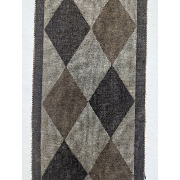 Betmar Vintage Made In Italy Scarf Brown Diamond Argyle Pattern Unisex Adult - Picture 4 of 4